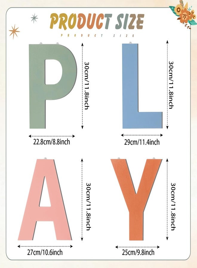 BrightRow 12 In Boho Play Sign Wooden Letters Playroom Sign Bohemian Colors Playroom Wall Hanging Decor for Nursery Room Home Classroom Wall Decor - Image 2